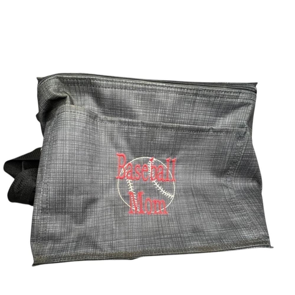 Thirty-One Lunch Bag Charcoal Crosshatch Insulated Cooler Tote - Baseball Mom